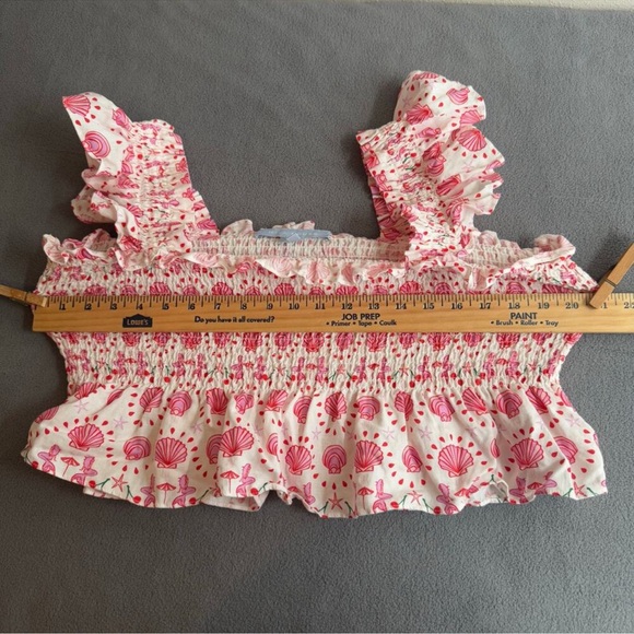 Hill House Ellie Crop Top in Mermaid 2XL Pink Retro Shells Novelty Print Whimsy - Picture 7 of 8